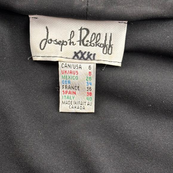 Joseph Ribkoff Jacket Women 6 Open Front Waterfall Cardigan Formal Midi Black - Picture 5 of 13